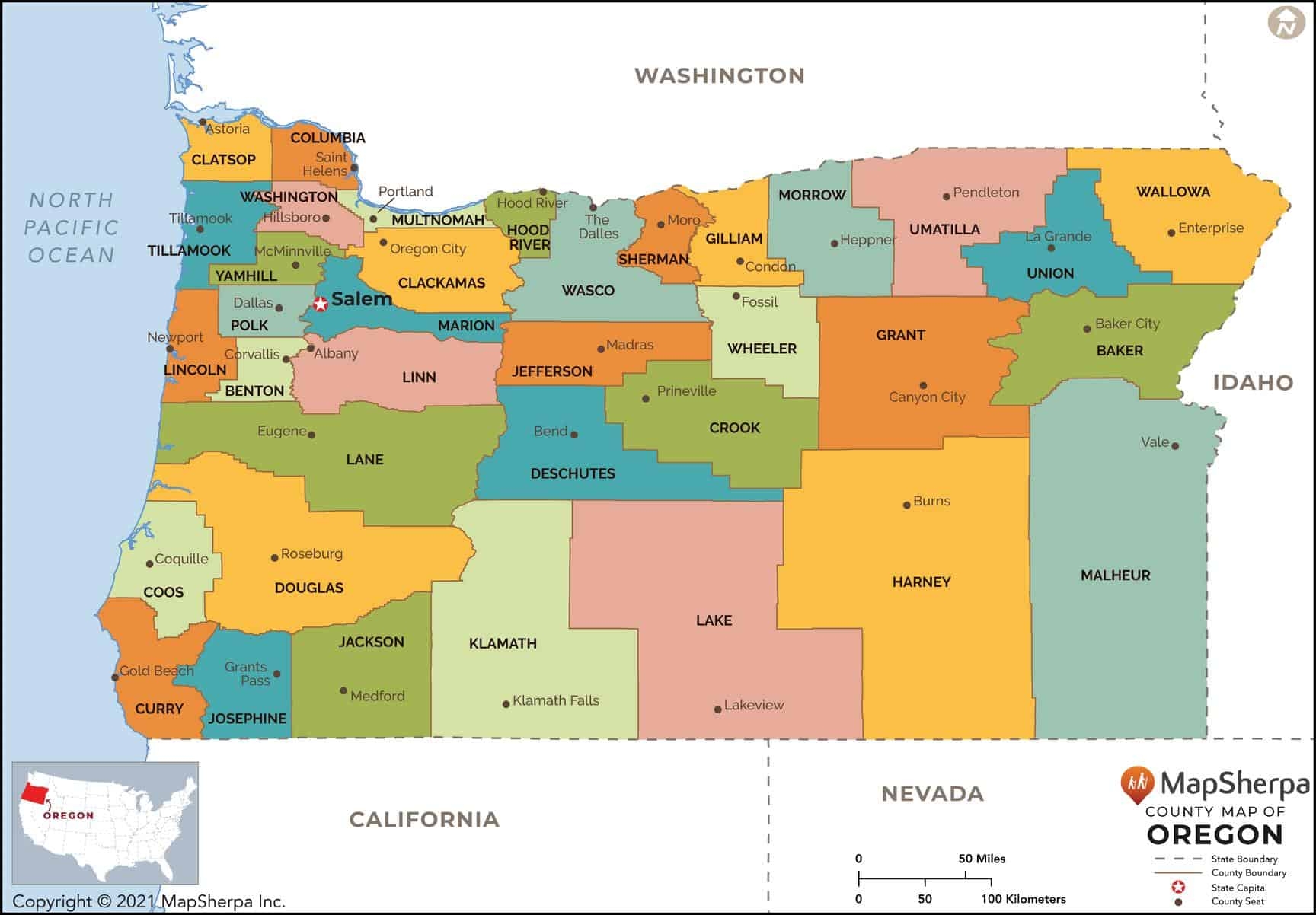 Oregon Counties Map By MapSherpa The Map Shop Oregon Counties Map By MapSherpa The Map Shop