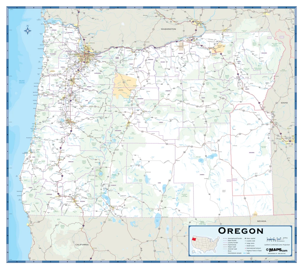 Oregon Highway Wall Map MAD MAPS