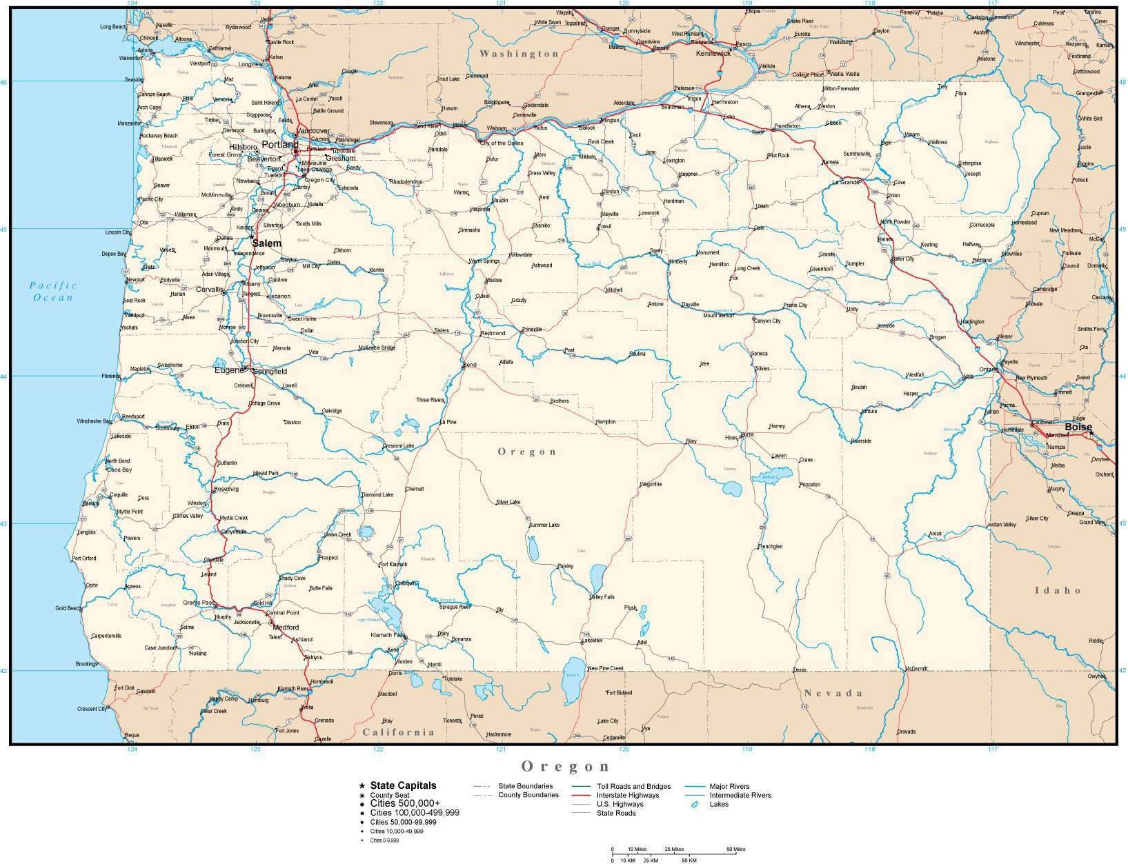Oregon Map In Adobe Illustrator Vector Format Oregon Map In Adobe Illustrator Vector Format