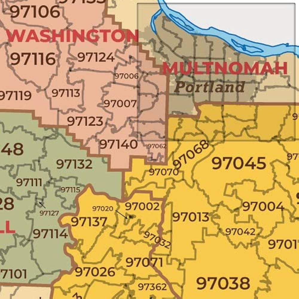 Oregon ZIP Code Map With Counties Extra Large 60 X 46 Laminated Amazon ca Office Products