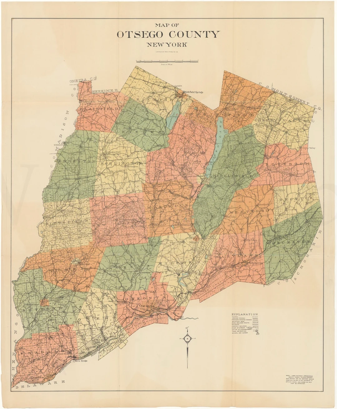 Otsego County New York Circa 1916 WardMaps LLC