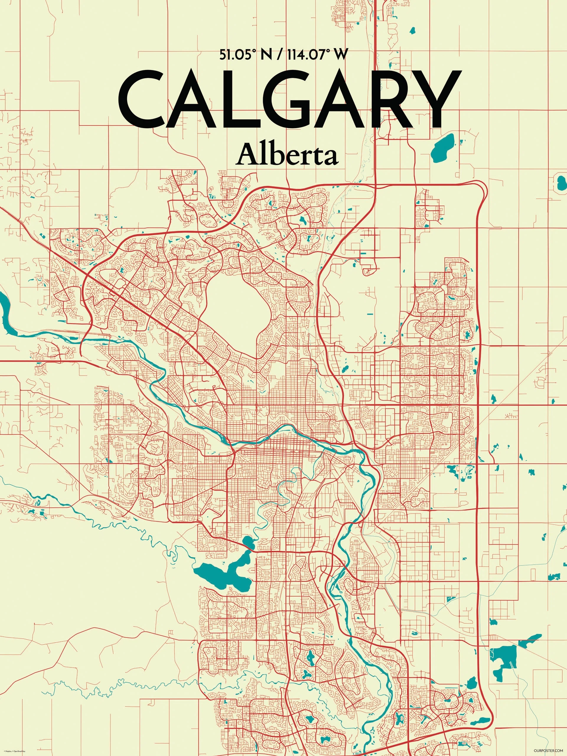 OurPoster Calgary City Map Graphic Art Print Poster In Tricolor Wayfair OurPoster Calgary City Map Graphic Art Print Poster In Tricolor Wayfair
