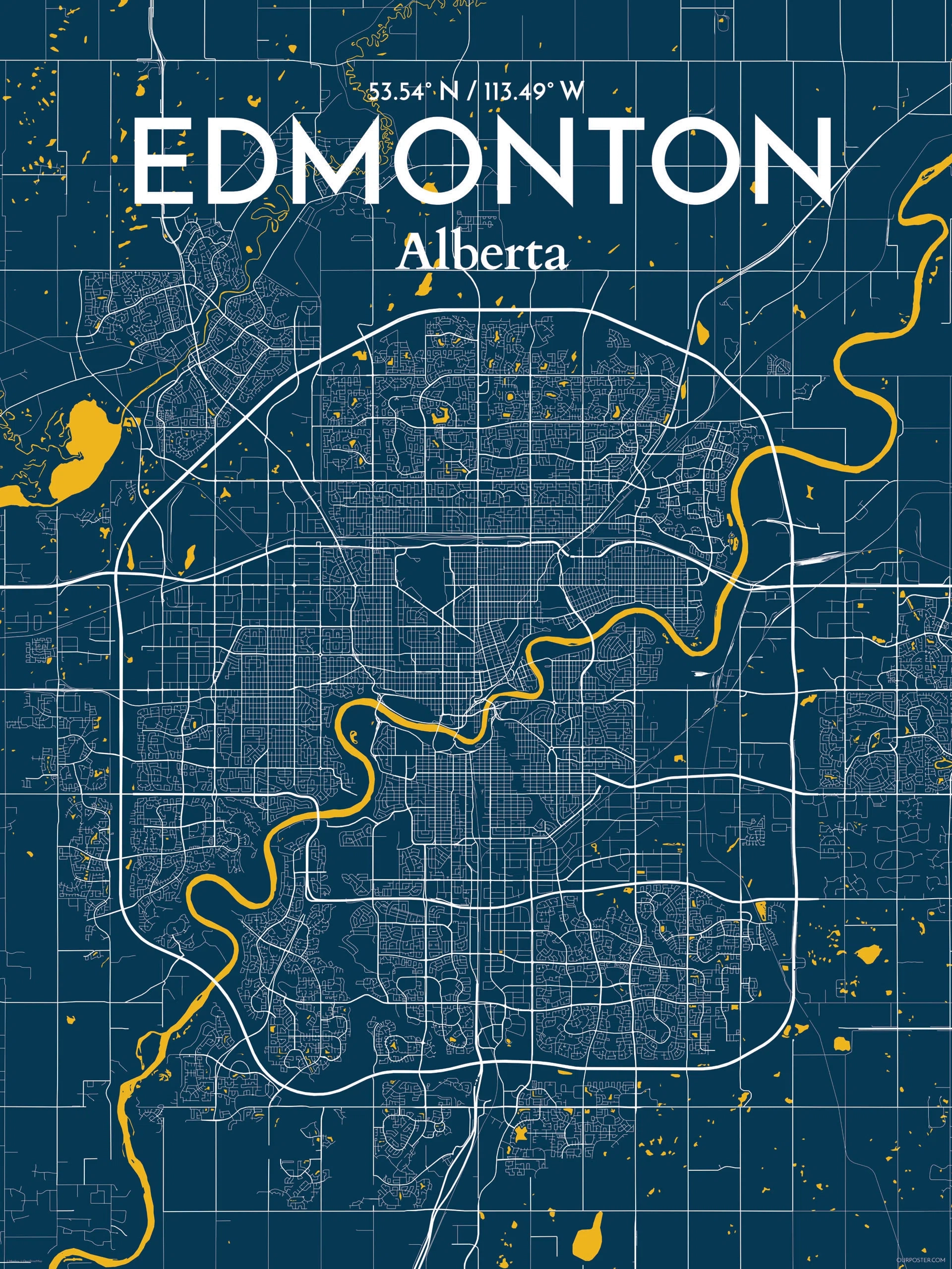 OurPoster Edmonton City Map Graphic Art Print Poster In Amuse Reviews Wayfair