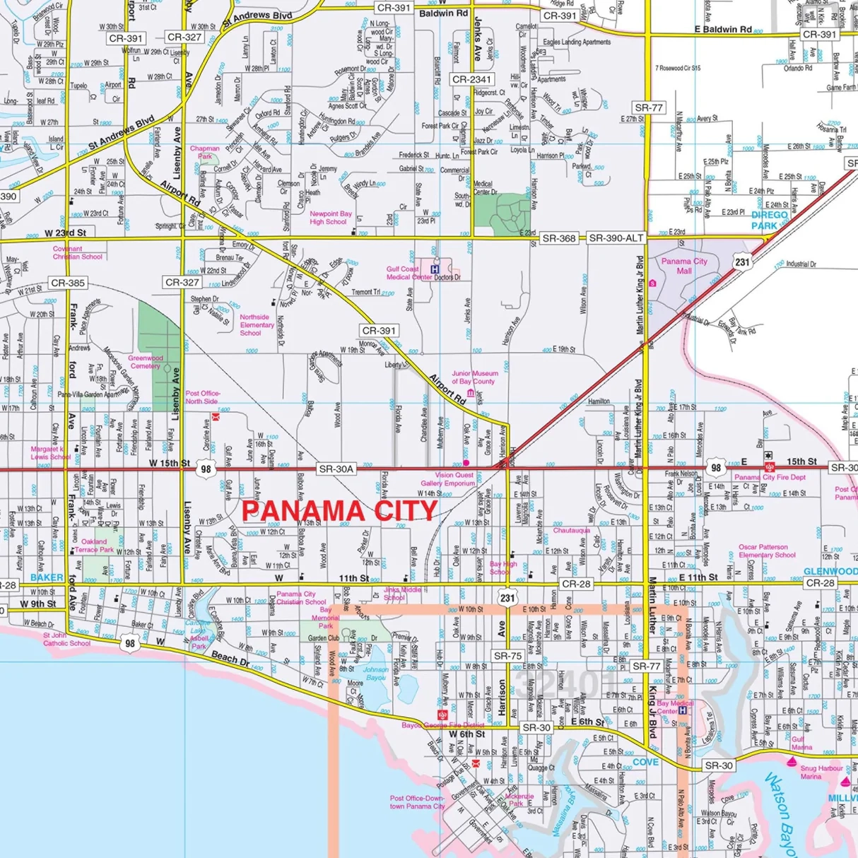 panama city map florida