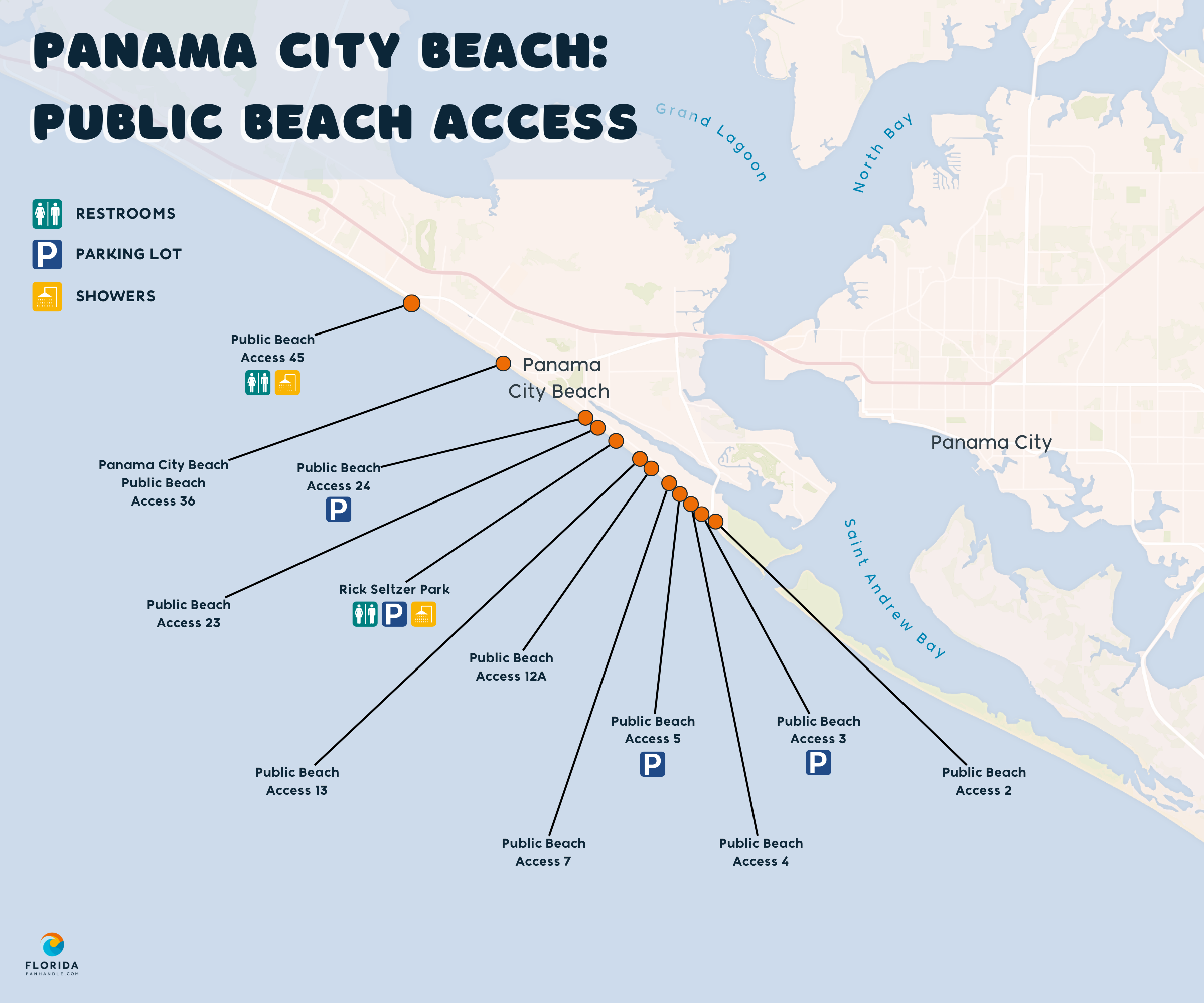 Panama City Beach Access Points Map And Where To Find Them