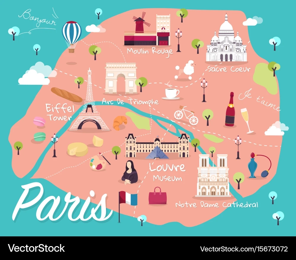 paris city map with tourist attractions