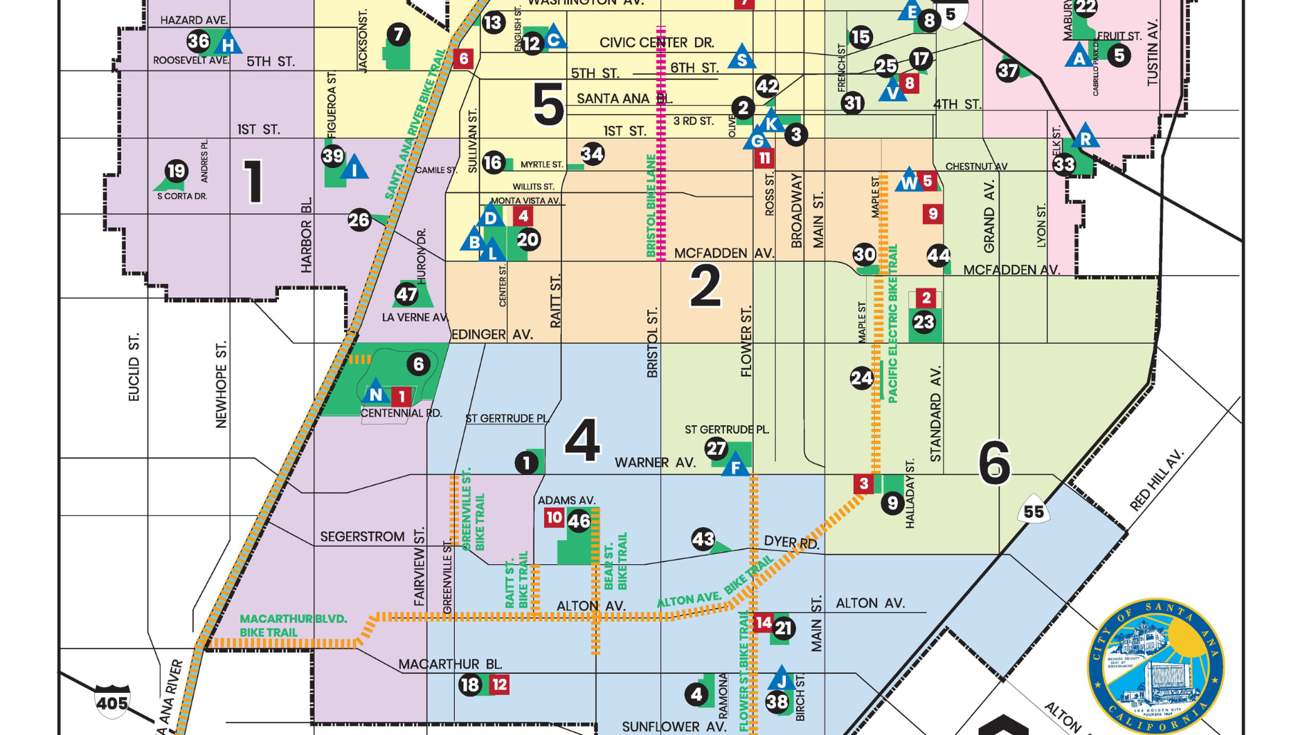 Park Map City Of Santa Ana Park Map City Of Santa Ana