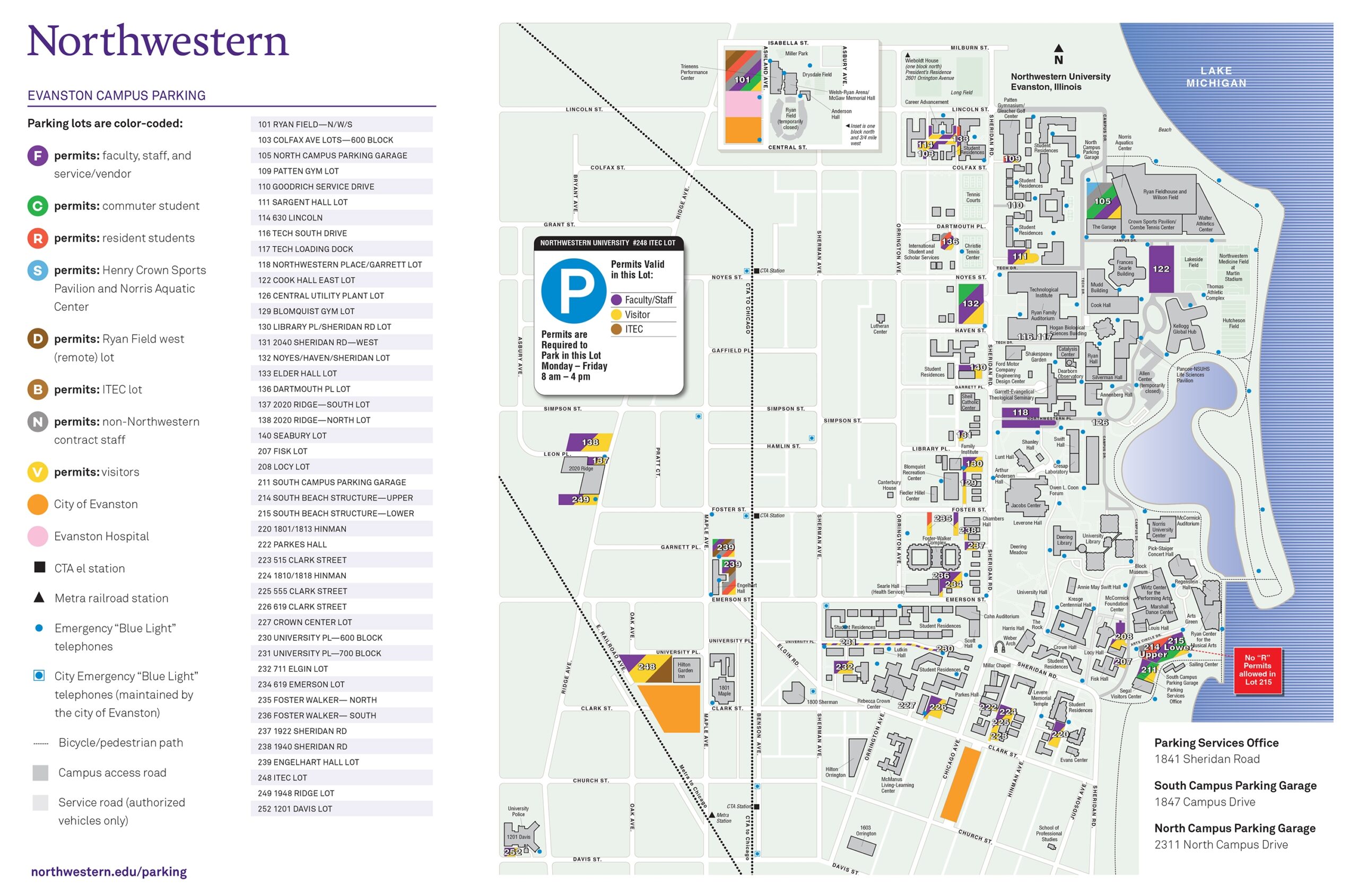 Parking Map Transportation Parking Northwestern University