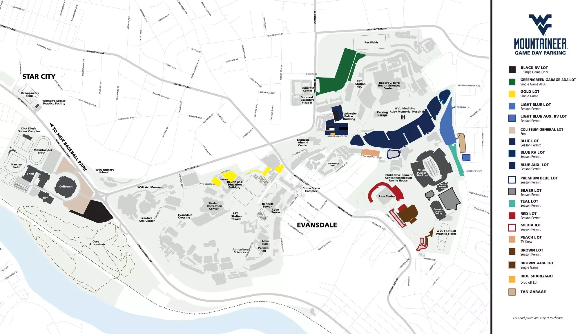 Parking West Virginia University Athletics