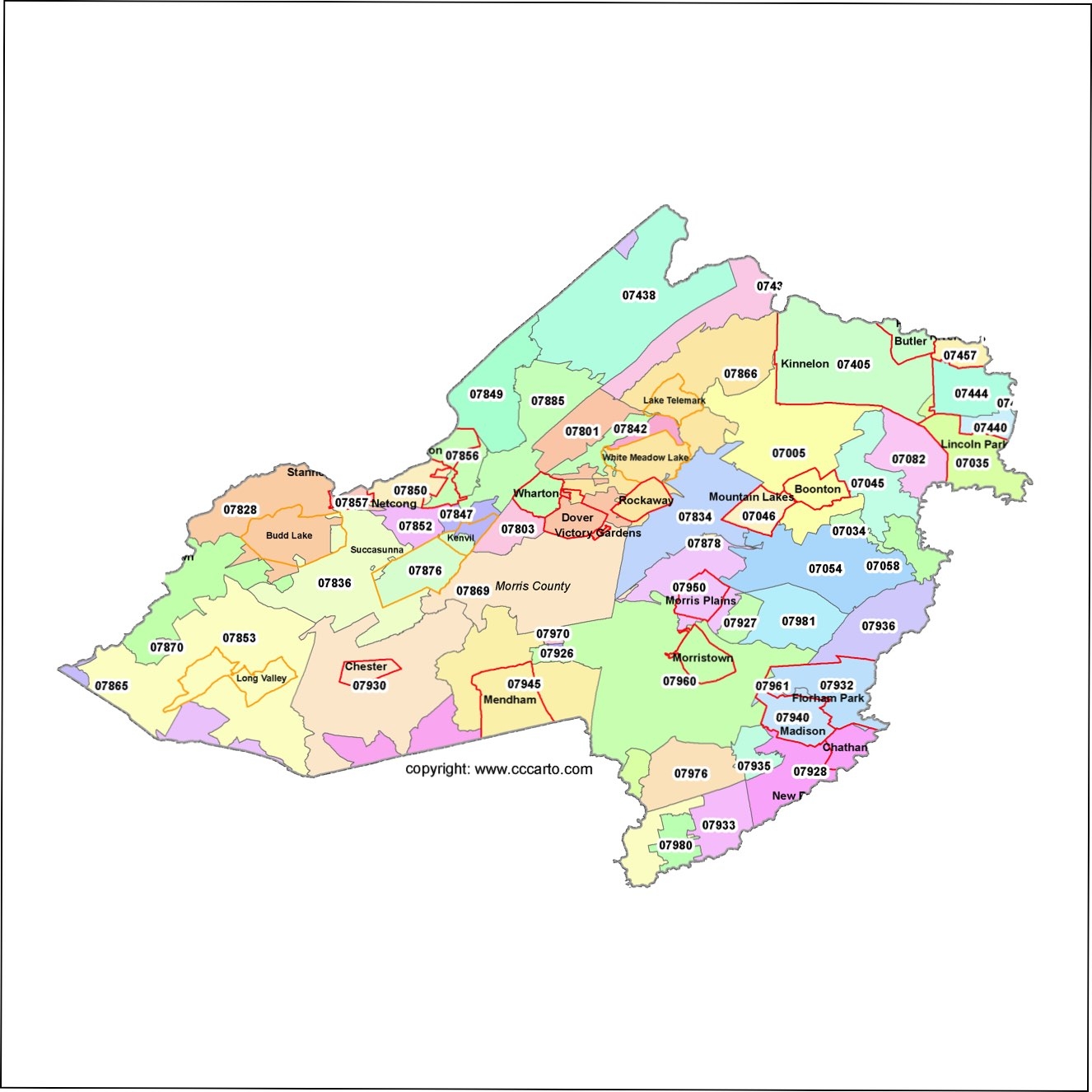 Parsippany Troy Hills ZIP Codes Map Morris County ZIP Codes Map New Jersey 