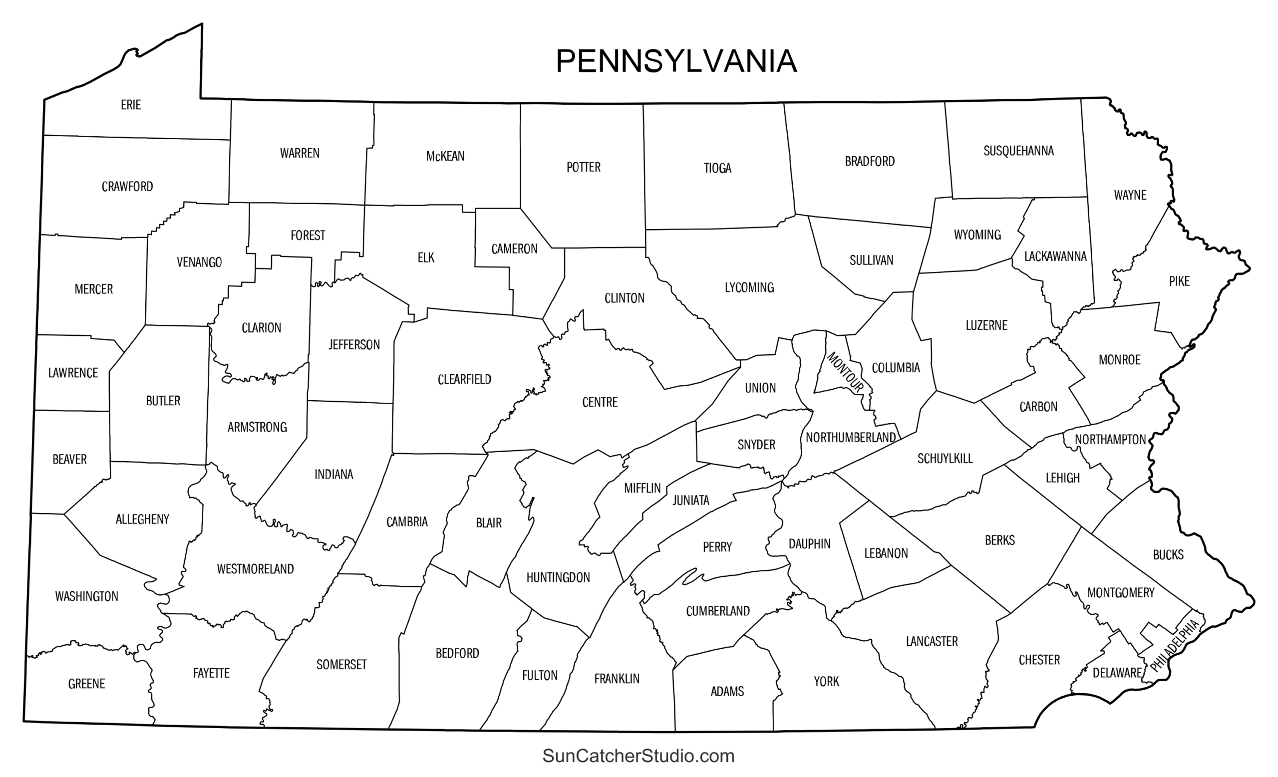 Pennsylvania County Map Printable State Map With County Lines Free Printables Lettering SVG Files Tools Apps
