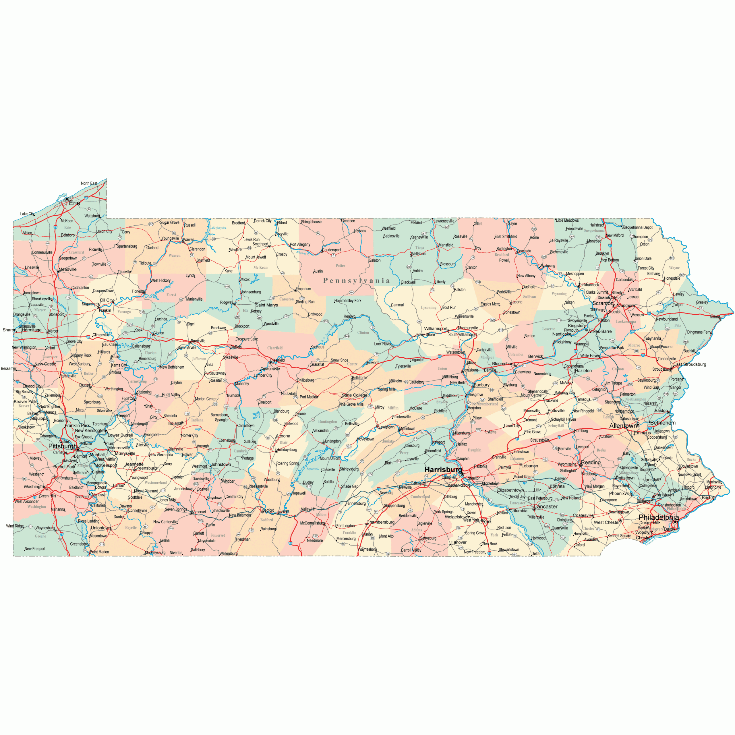pa county map printable