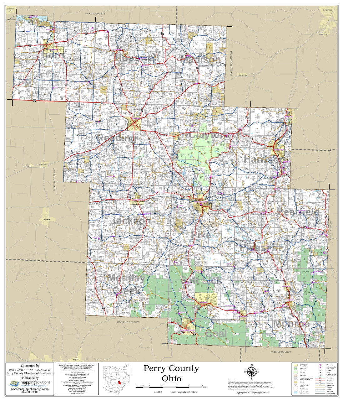 Perry County Ohio 2022 Wall Map Mapping Solutions