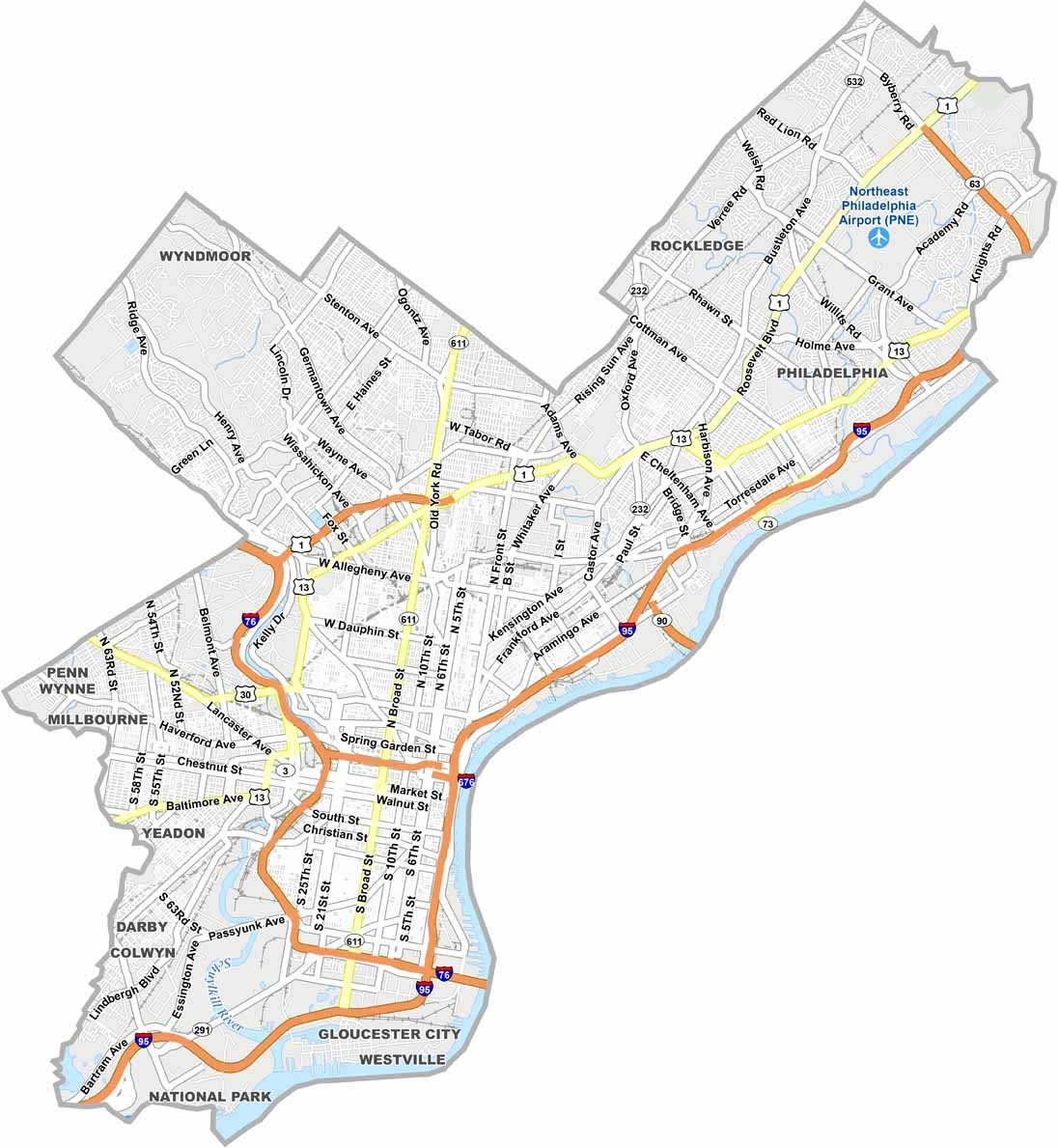 Philadelphia County Map Pennsylvania US County Maps Philadelphia County Map Pennsylvania US County Maps