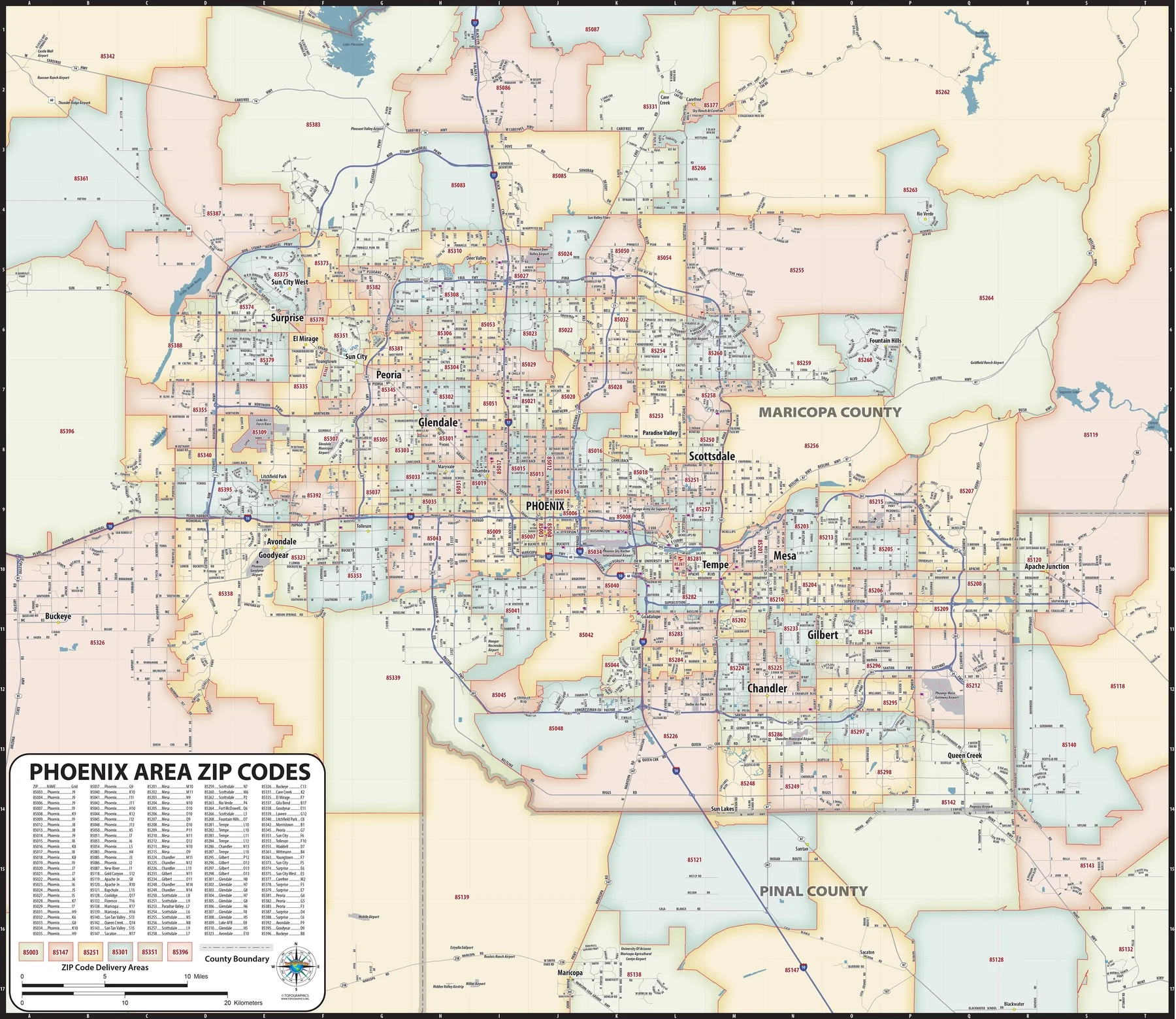 city of phoenix zip code map