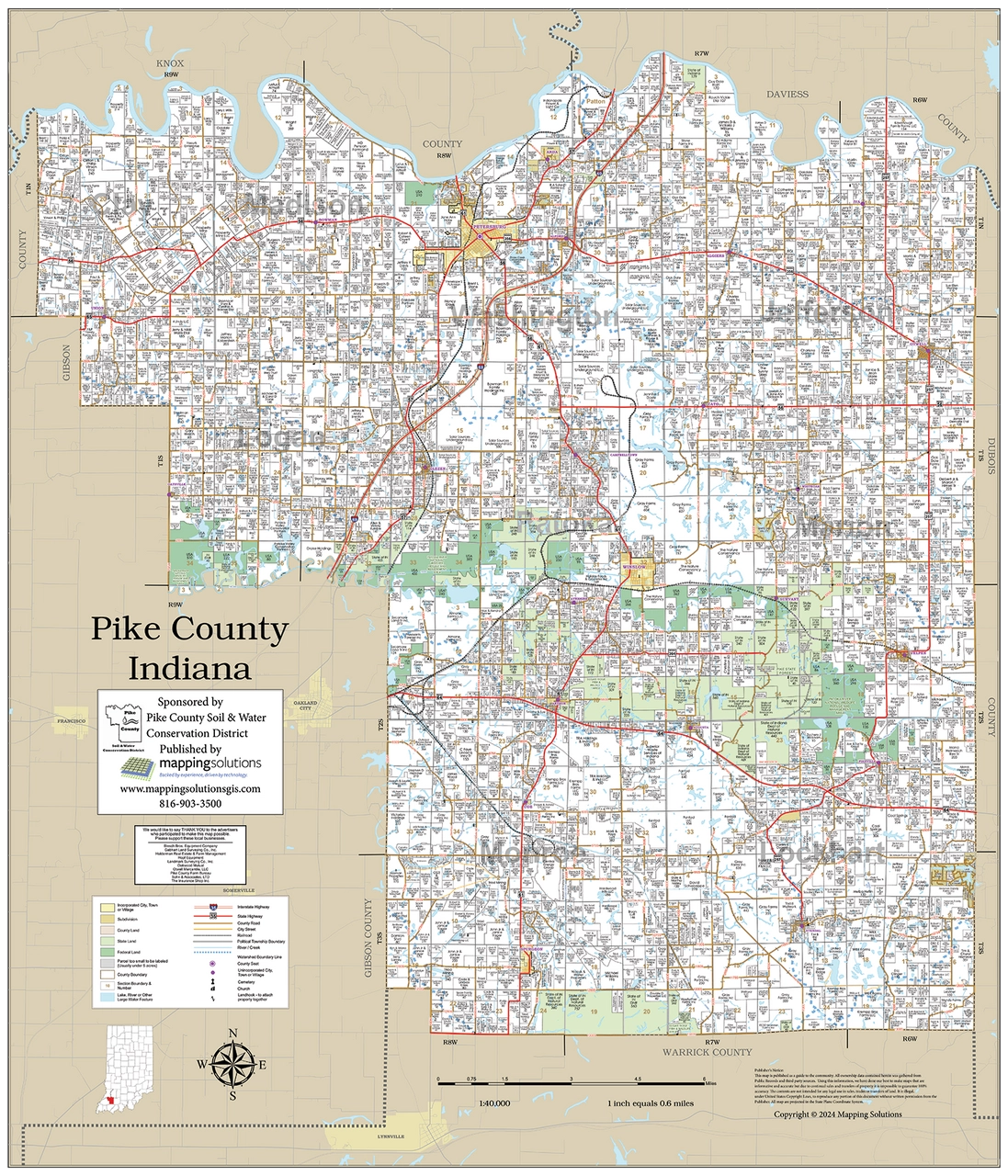 Pike County Indiana 2024 Wall Map Mapping Solutions