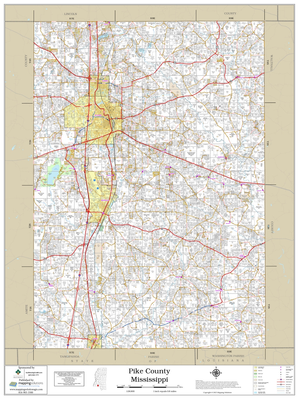 Pike County Mississippi 2022 Wall Map Mapping Solutions