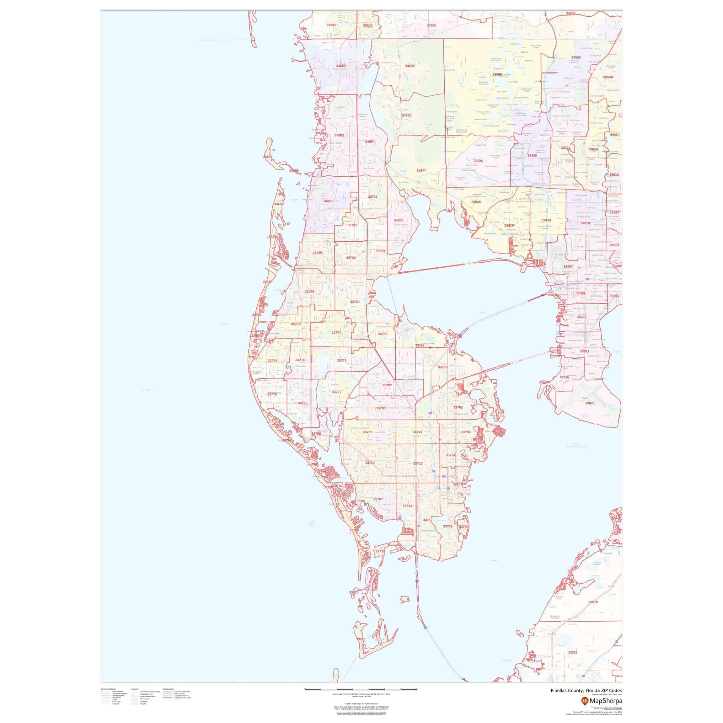 pinellas county zip code map