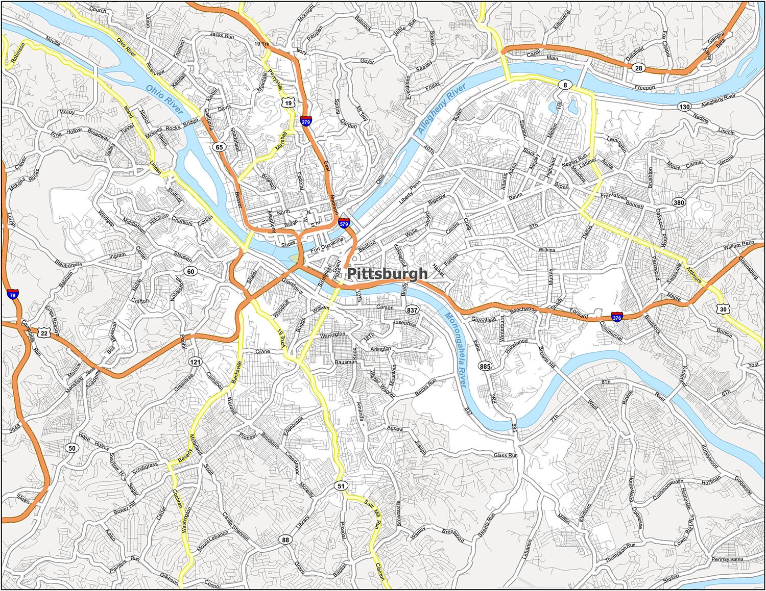 Pittsburgh Map Pennsylvania GIS Geography