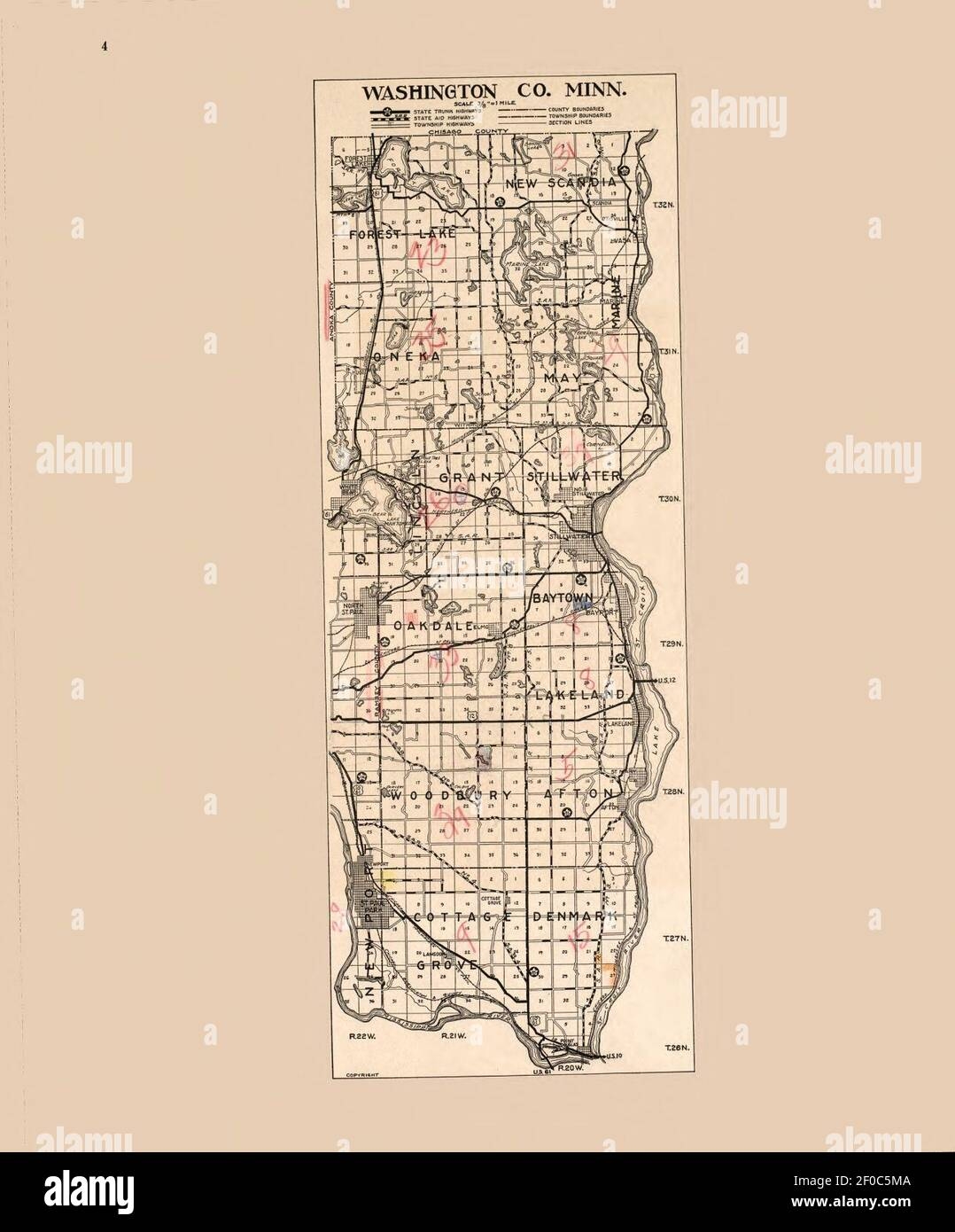 Plat Book Of Washington County Minnesota Showing Township Plats City And Village Plats Sub division Plats And County Map Compiled From Official Records Stock Photo Alamy