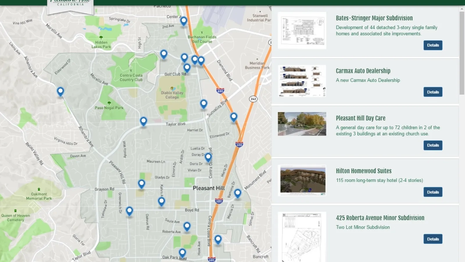 Pleasant Hill Interactive Map Tracks Major Developments