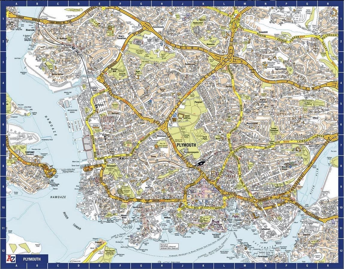 Plymouth City Centre A Z Street Wall Map Plymouth City Centre A Z Street Wall Map