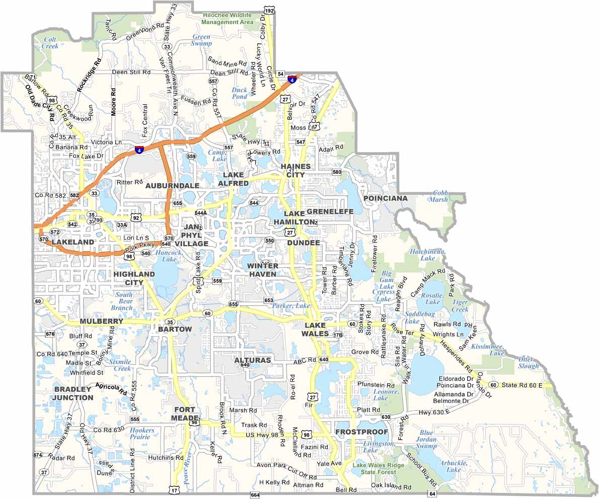 Polk County Map Florida US County Maps