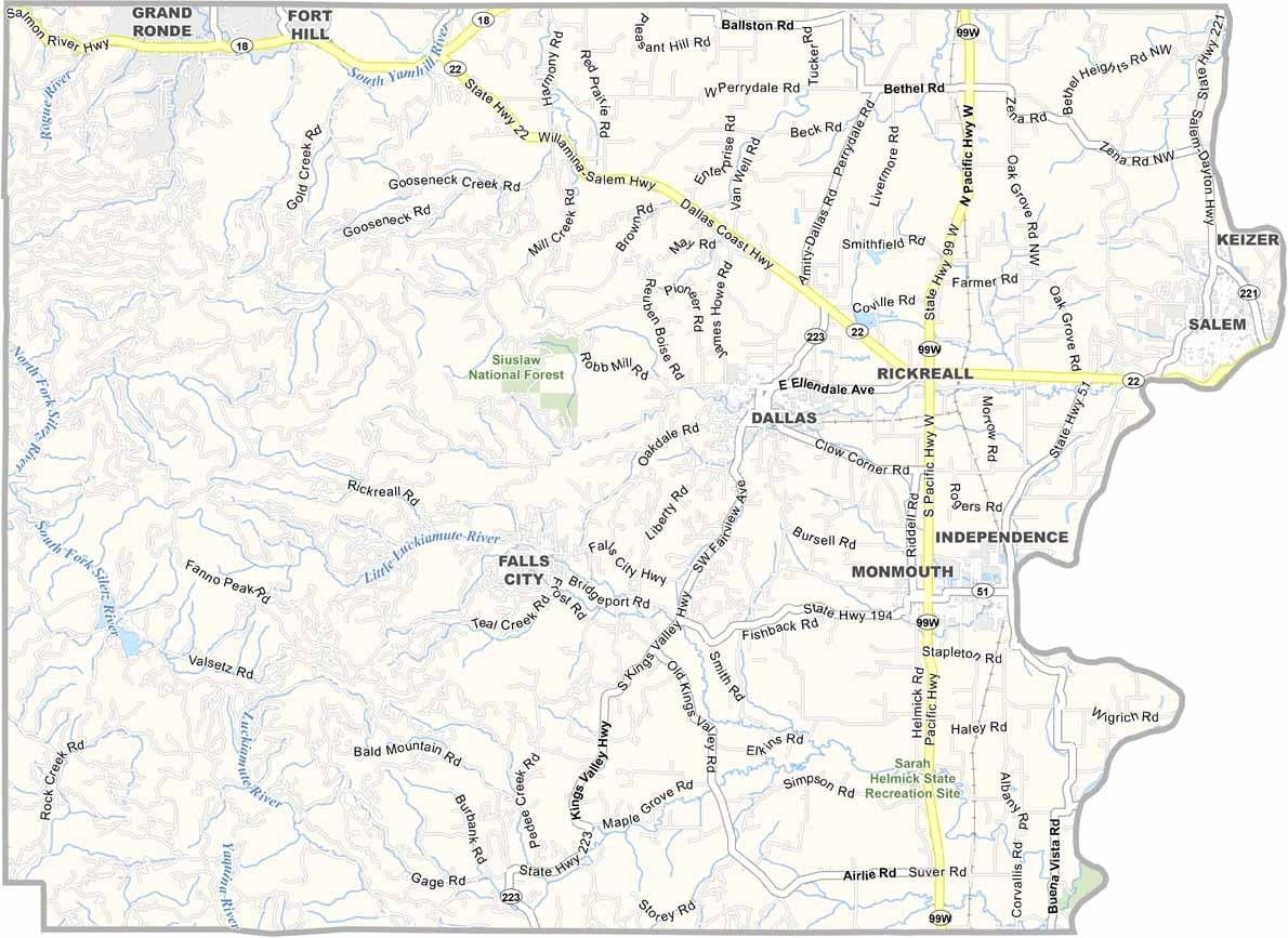 Polk County Map Oregon US County Maps