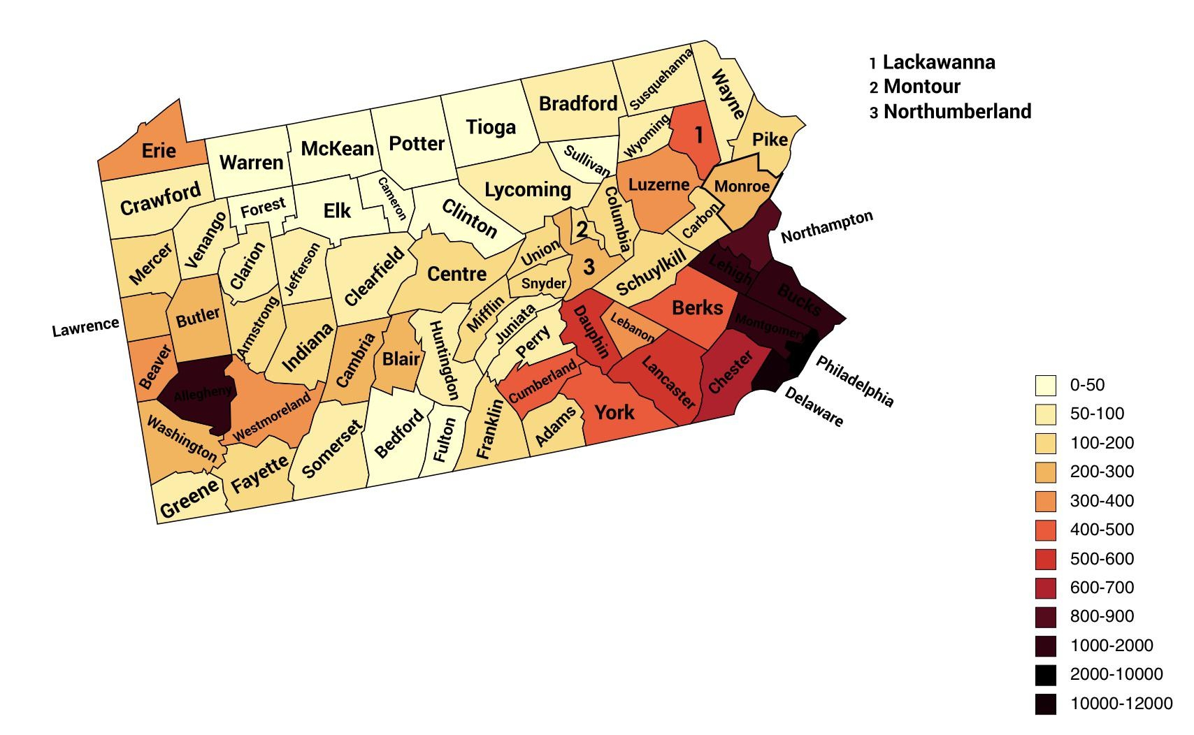 Population Density Of Pennsylvania By County R MapPorn