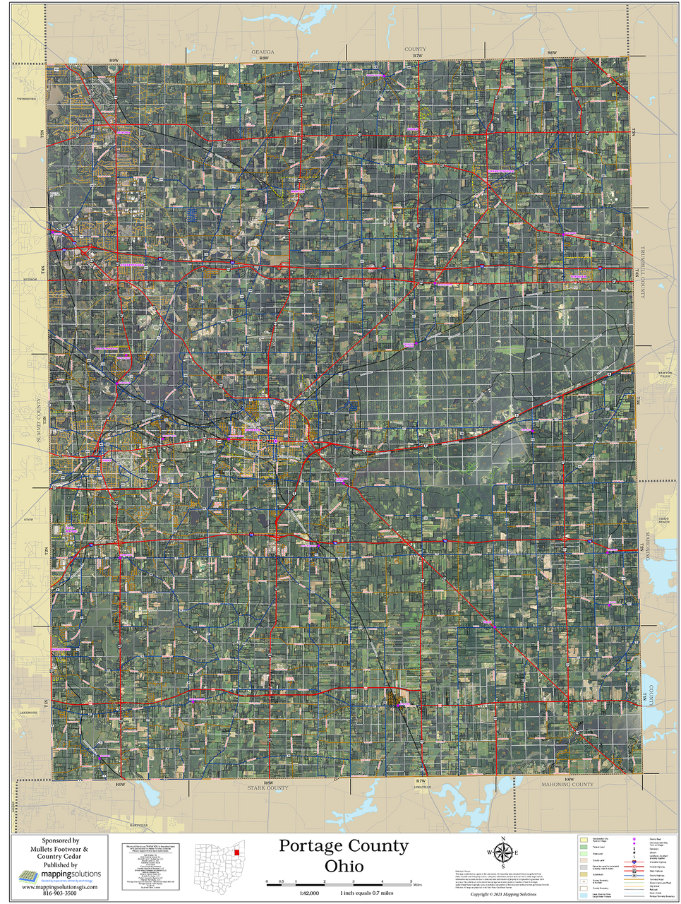 Portage County Ohio 2025 Aerial Wall Map Mapping Solutions