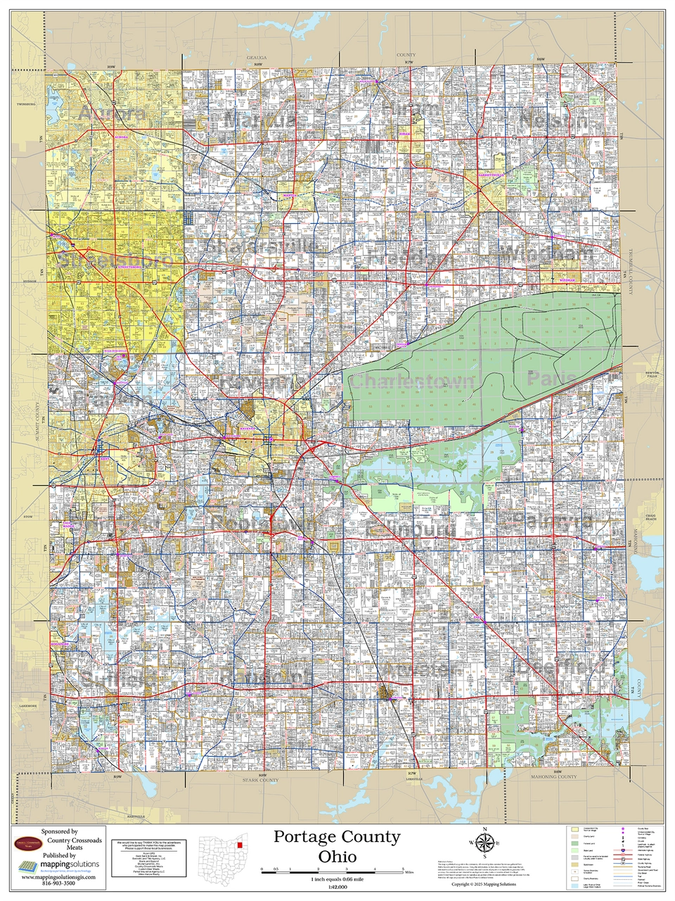 Portage County Ohio 2025 Wall Map Mapping Solutions