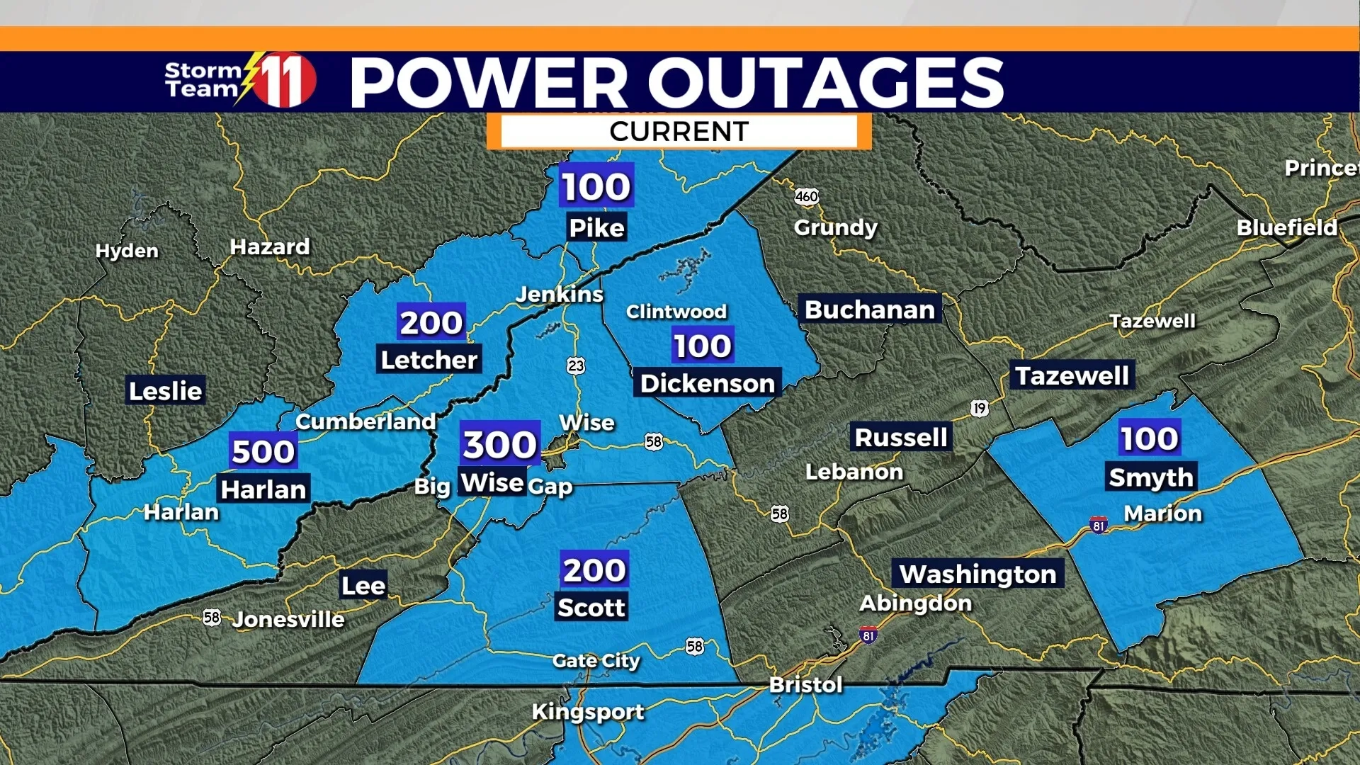 tri county electric power outage map