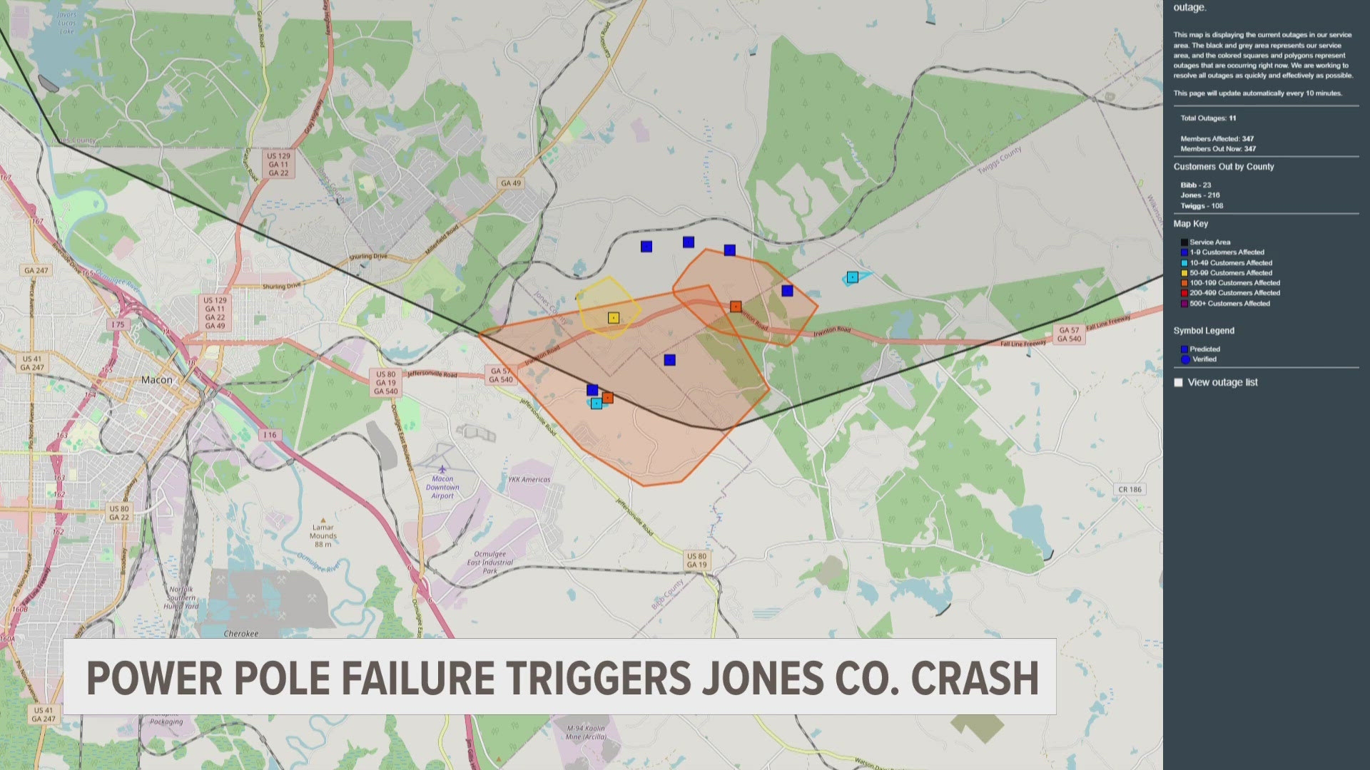 Power Pole Failure Causes Multiple vehicle Crash Power Outage Affecting Hundreds Of Homes Jones County Sheriff s Office Says 13wmaz Power Pole Failure Causes Multiple vehicle Crash Power Outage Affecting Hundreds Of Homes Jones County Sheriff s Office Says 13wmaz