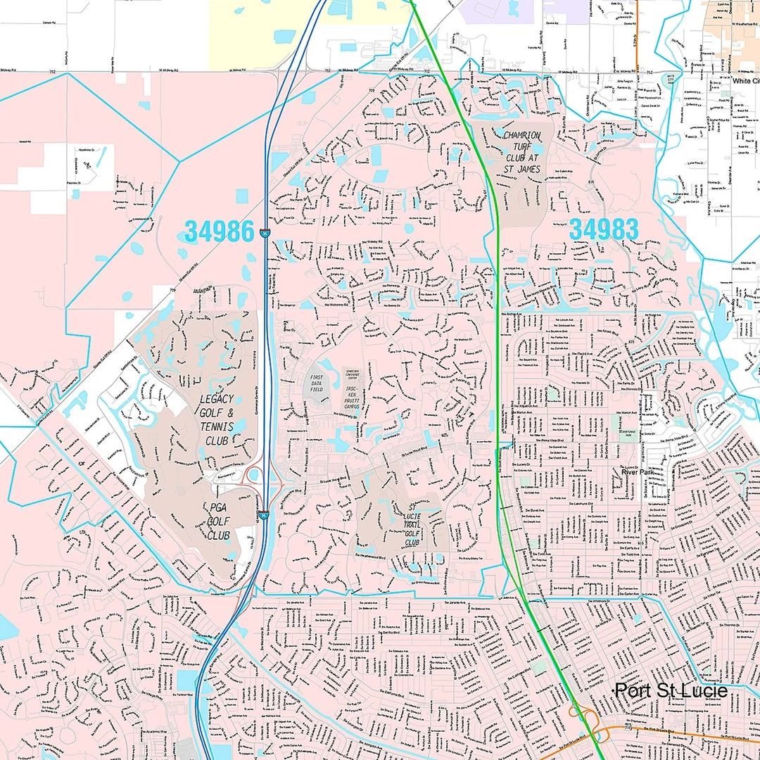 Premium Style Wall Map Of Port St Lucie FL American Map Store Premium Style Wall Map Of Port St Lucie FL American Map Store