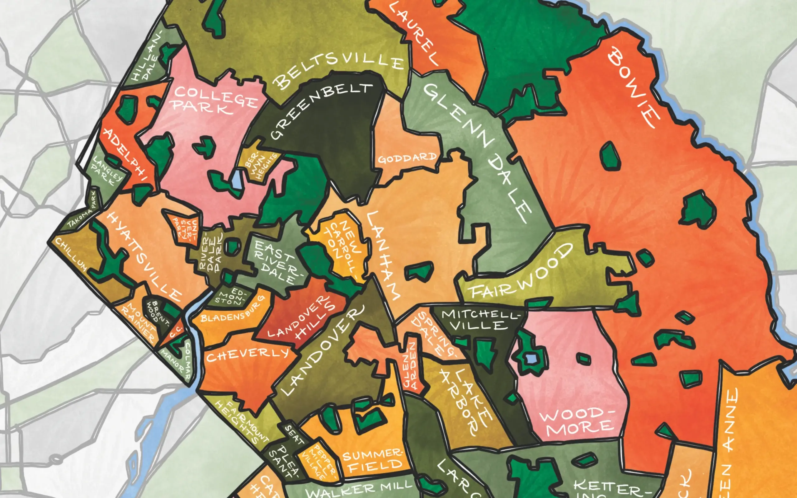 Prince George s County Neighborhoods Print Terratorie Maps Goods