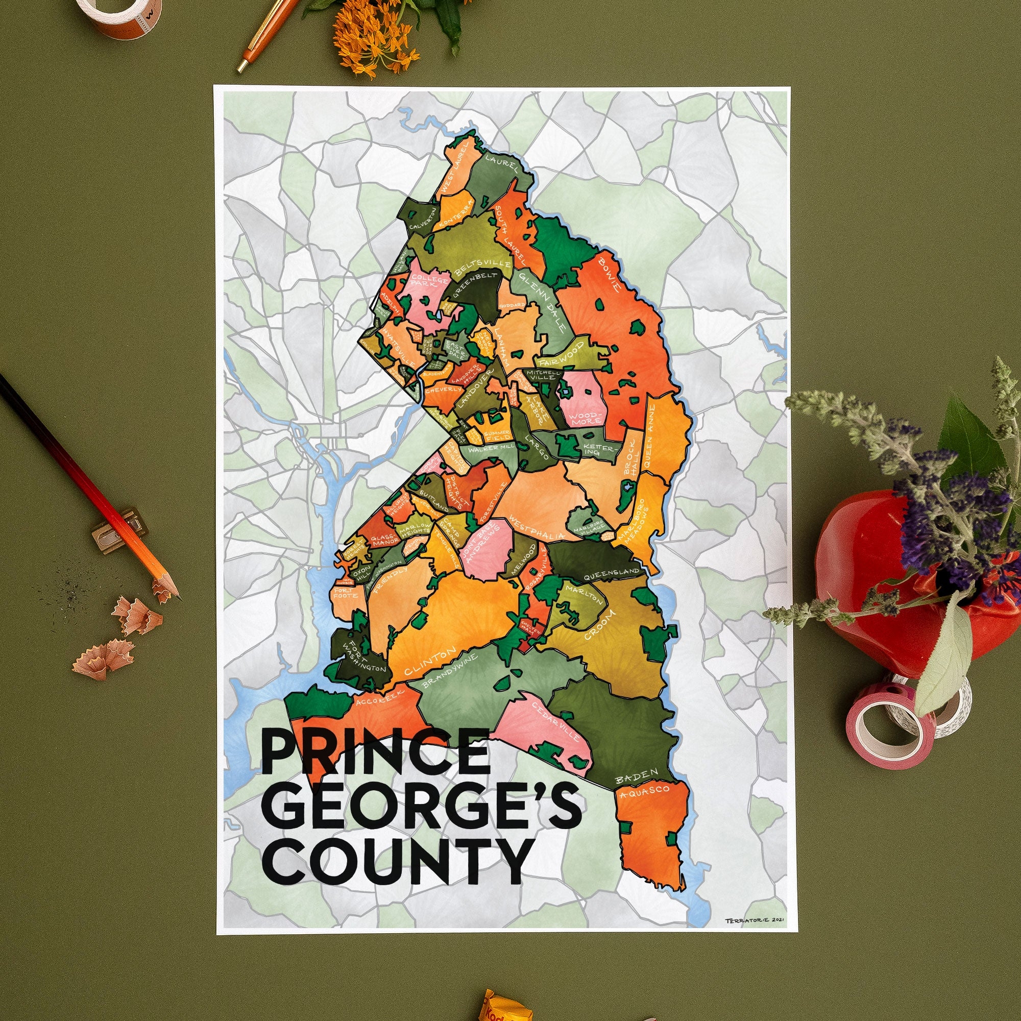 Prince George s County Neighborhoods Print Terratorie Maps Goods Prince George s County Neighborhoods Print Terratorie Maps Goods