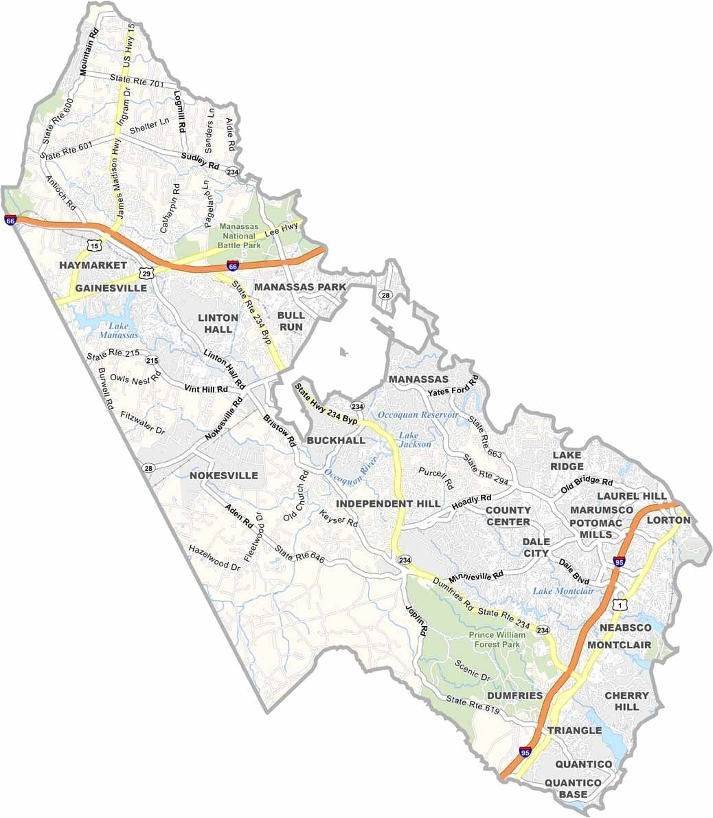 Prince William County Map Virginia US County Maps