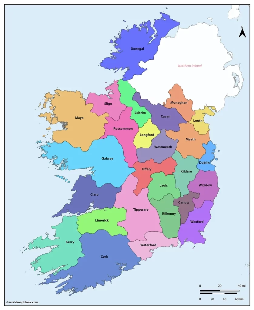 map of irish counties