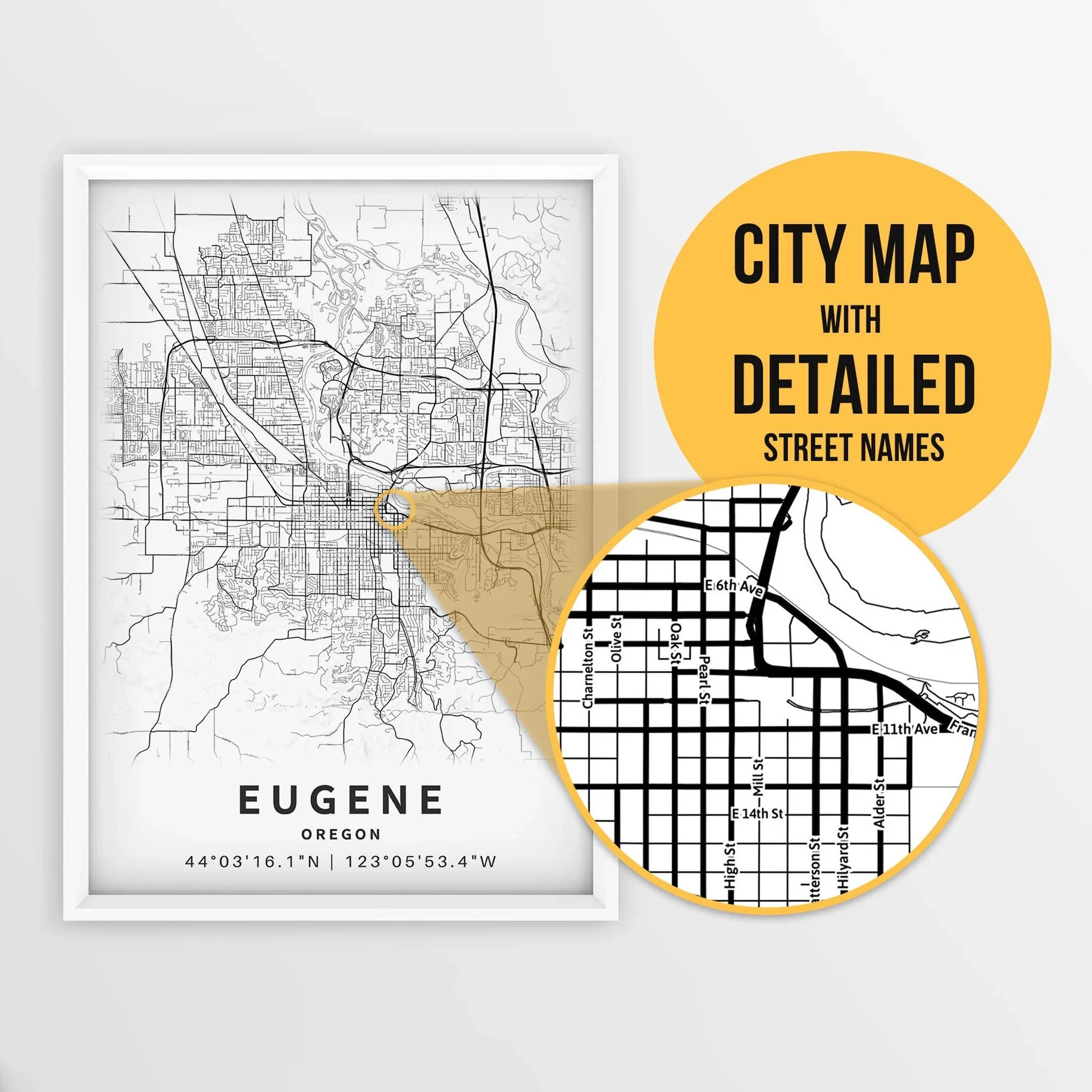 city map of eugene oregon