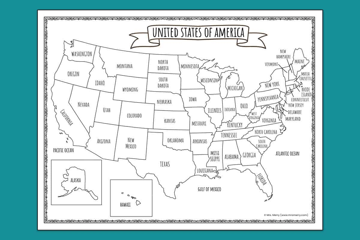 Printable Map Of The United States Mrs Merry Worksheets Library Printable Map Of The United States Mrs Merry Worksheets Library
