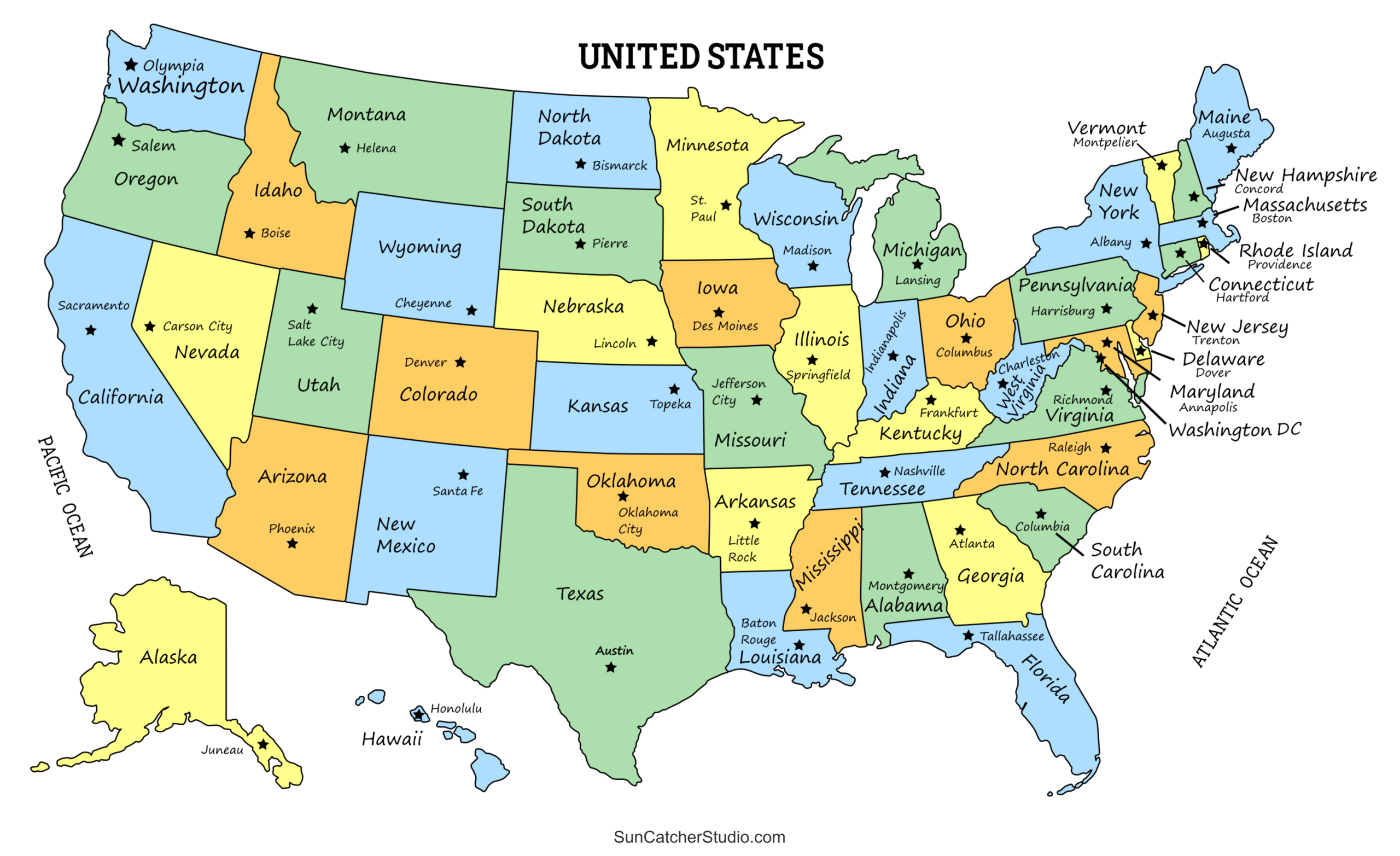 printable state map printable state map