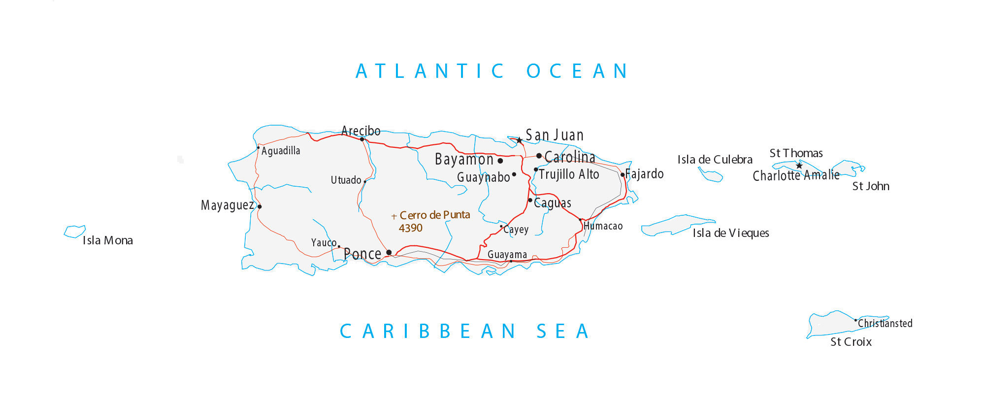 Puerto Rico Map Cities And Roads GIS Geography