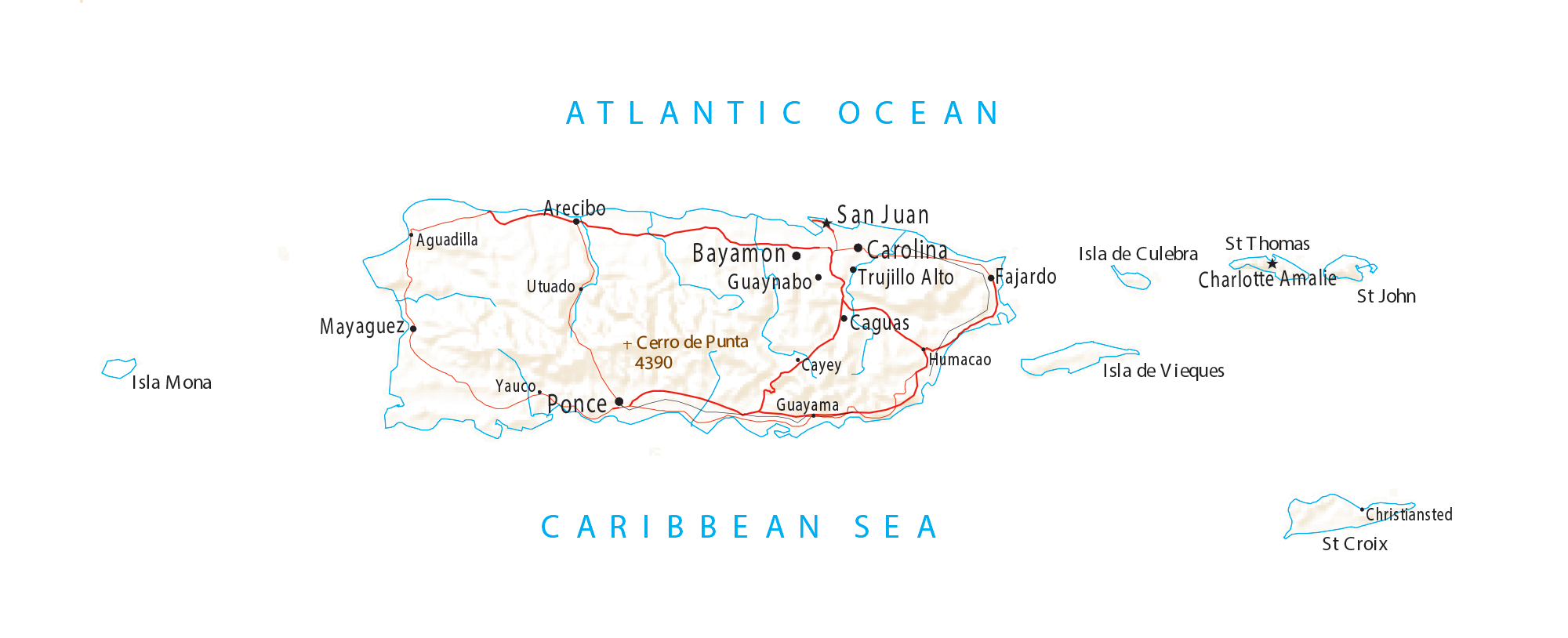 Puerto Rico Map Cities And Roads GIS Geography