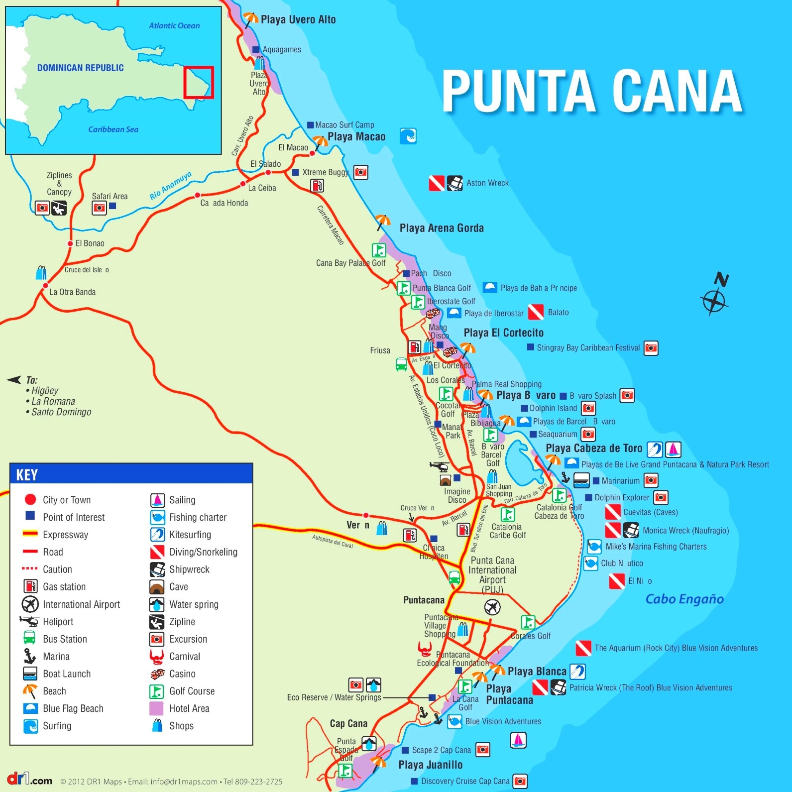 Punta Cana Tourist Map Ontheworldmap Punta Cana Tourist Map Ontheworldmap