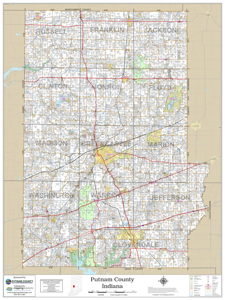 Putnam County Indiana 2018 Wall Map Mapping Solutions Putnam County Indiana 2018 Wall Map Mapping Solutions