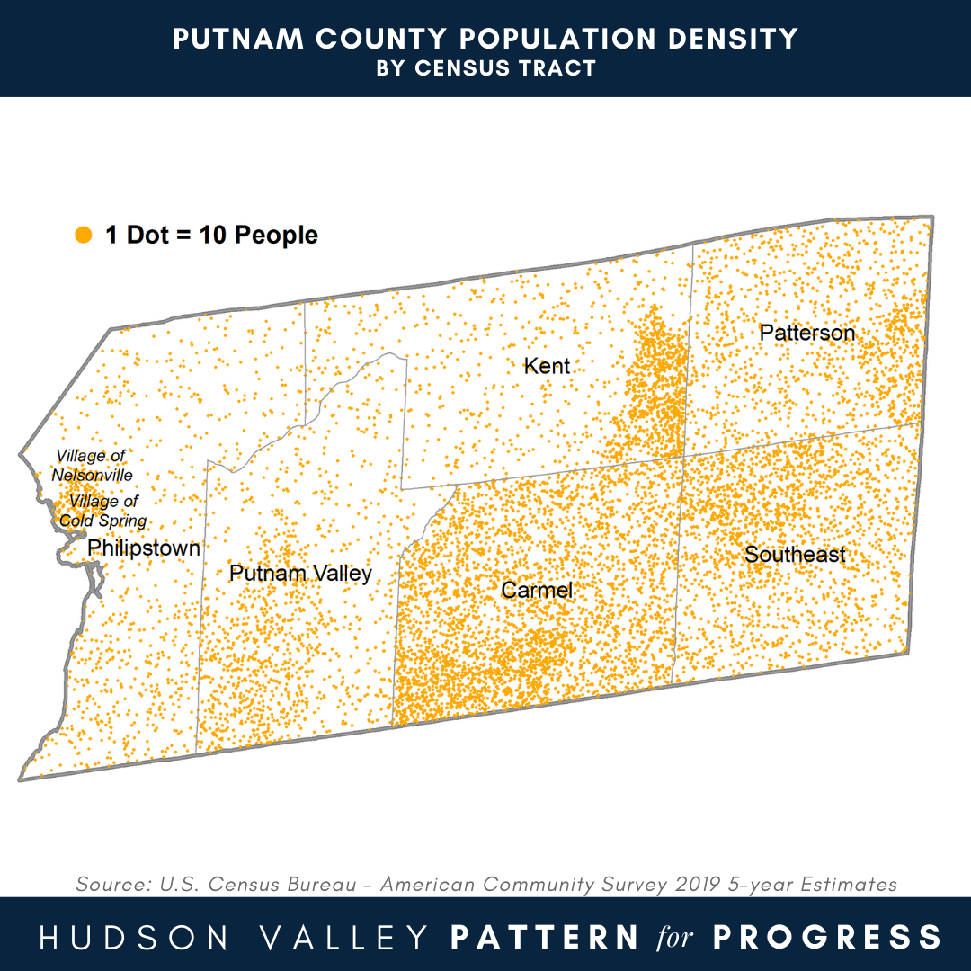 Putnam County Population Density By Census Tract Hudson Valley Pattern For Progress