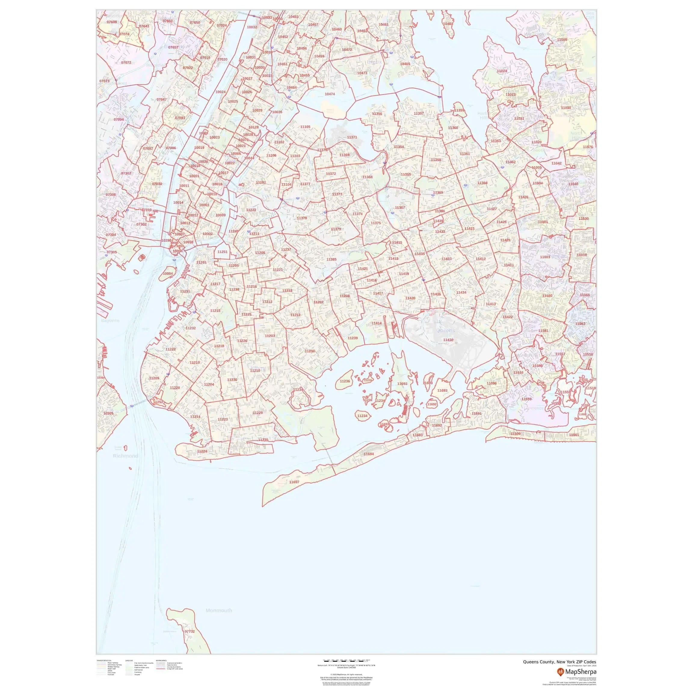 queens county ny zip code map