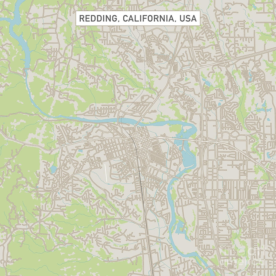 Redding California US City Street Map Digital Art By Frank Ramspott Fine Art America