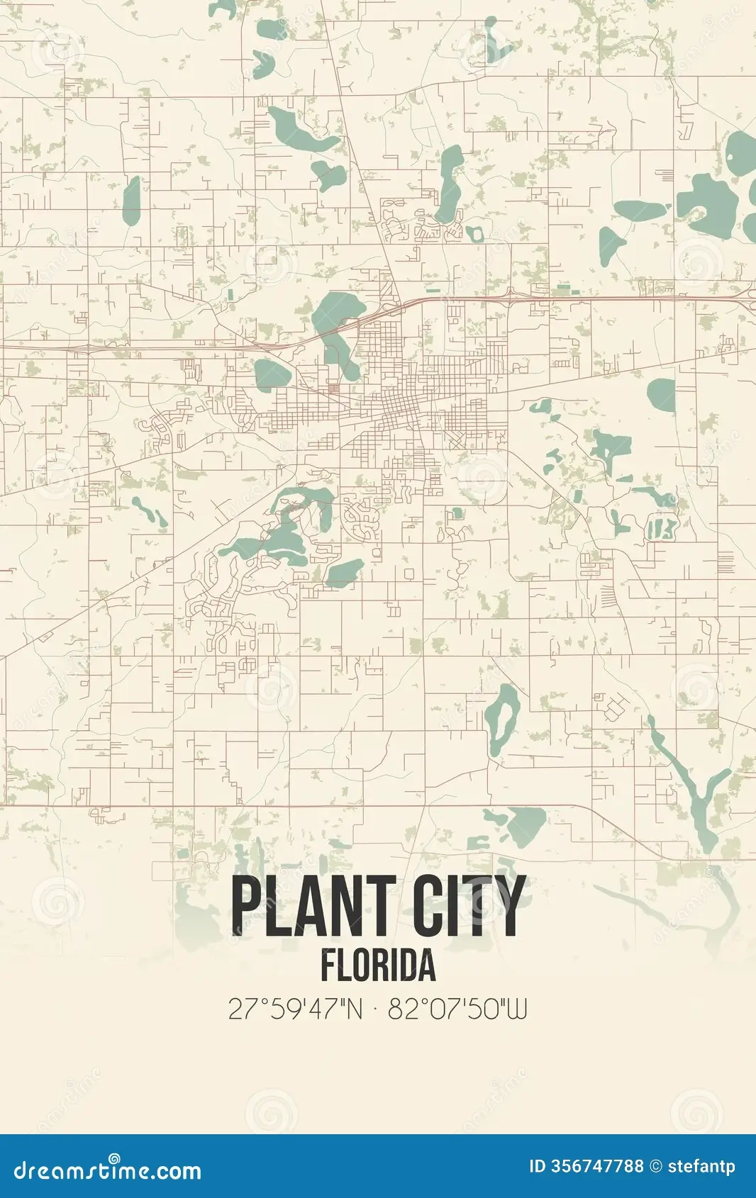 Retro US Map Of Plant City Florida Vintage Street Map Stock Illustration Illustration Of Hillsborough Plant 356747788