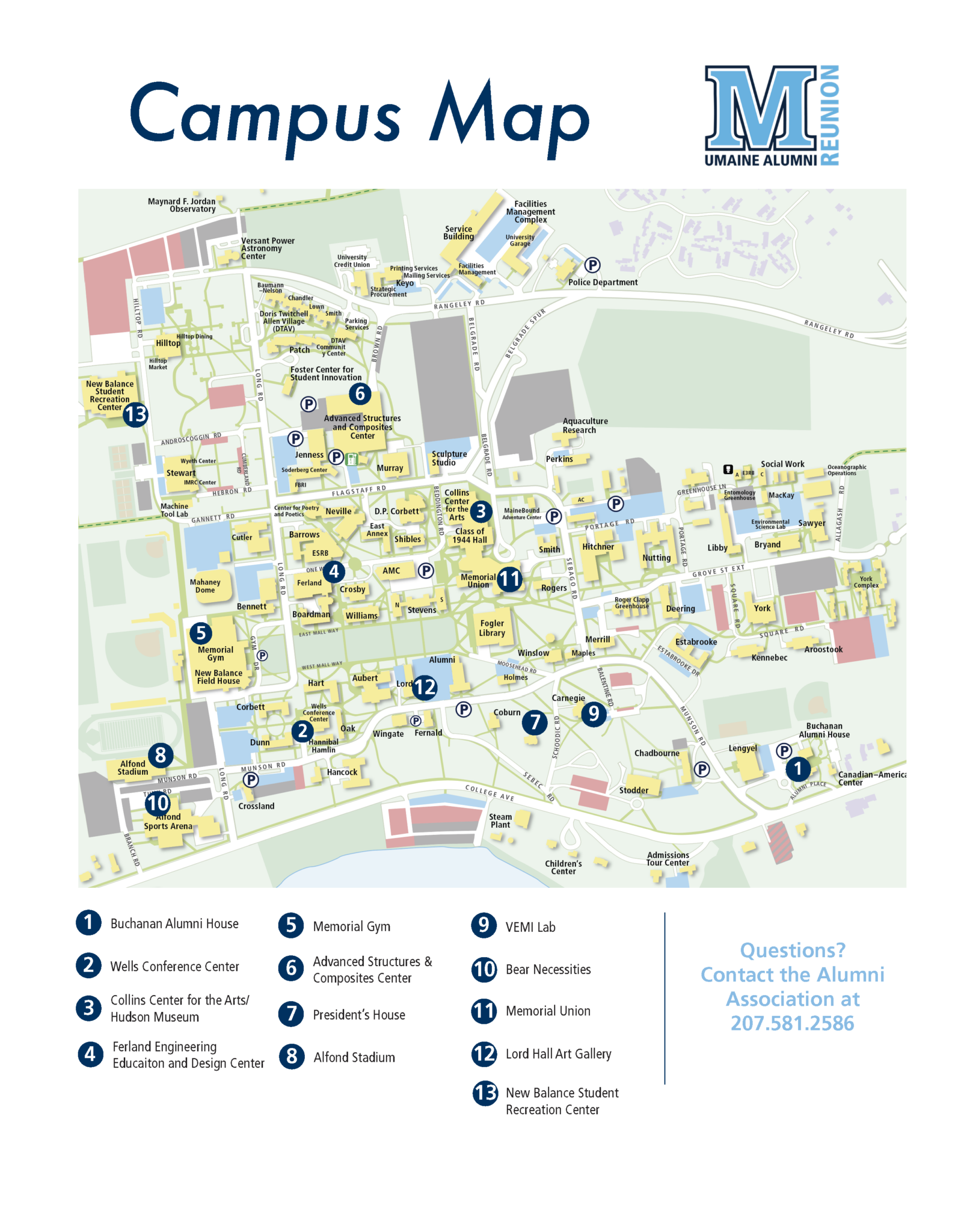 Reunion Campus Map UMaine Alumni Association